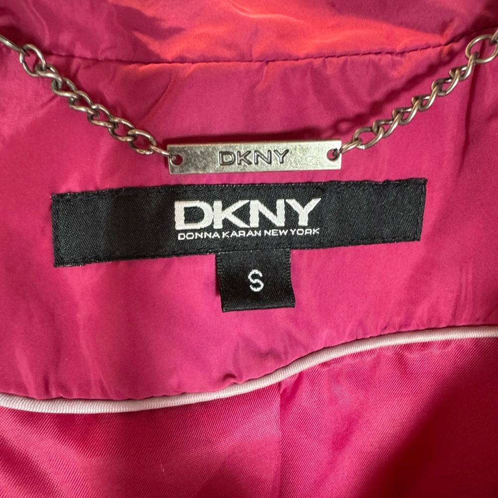DKNY Donna Karan New York Water Resistant Swing Raincoat Magenta Pink Size S - Picture 7 of 14